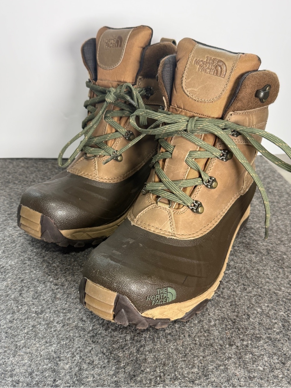 The North Face Men’s Brown and Olive Lace-Up Winter Boots